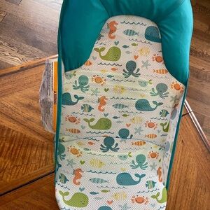 Teal Baby Bath Seat with Sea Creature Design